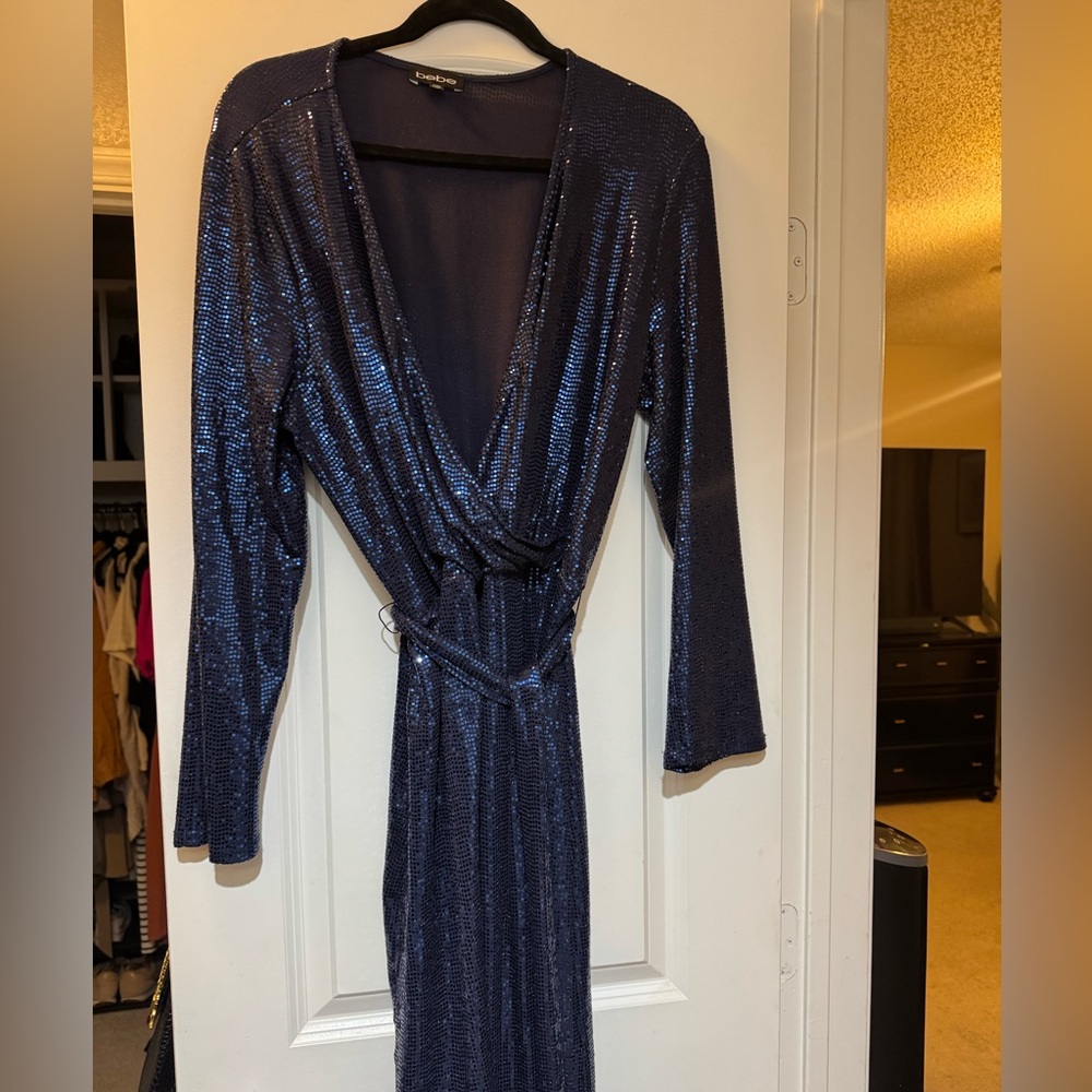 Bebe Navy Blue Sheer Top